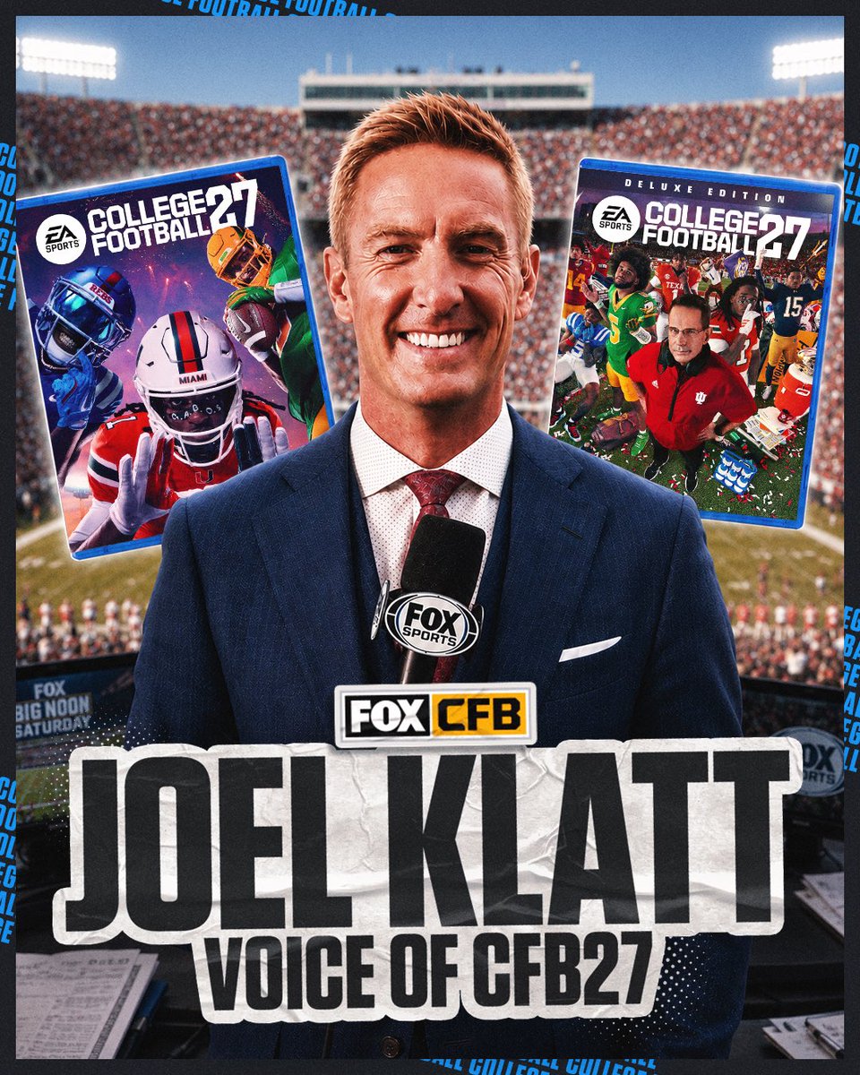 CFBONFOX's tweet photo. HE’S IN THE GAME 🎮🤩

@joelklatt is officially a voice of College Football 27 🔥 https://t.co/mAYjDwkrCO
