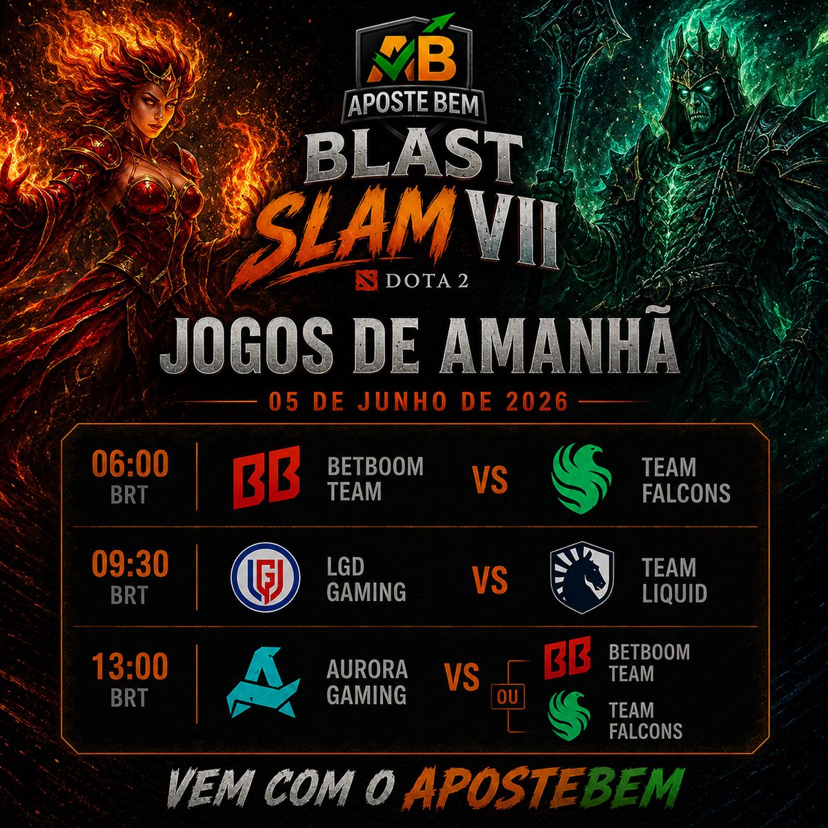 _apostebem's tweet photo. ⚔️Jogos de amanhã da BLAST Slam VII.  

➡️Segundo dia de fase de grupos.

➡️Qualquer duvida⬇️

➡️Entre em contato via WhatsApp clicando aqui⬅️
https://t.co/kWmUToEaij
➡️Entre em contato via Telegram @Apostebem https://t.co/cVKZL8bKE8