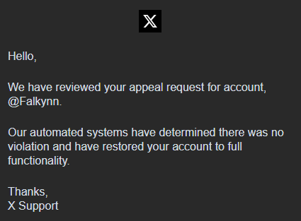 Falkynn's tweet photo. So, my account have been suspended for more than 48 hours but I'm finally back 😎 https://t.co/IXS3rlJVPF