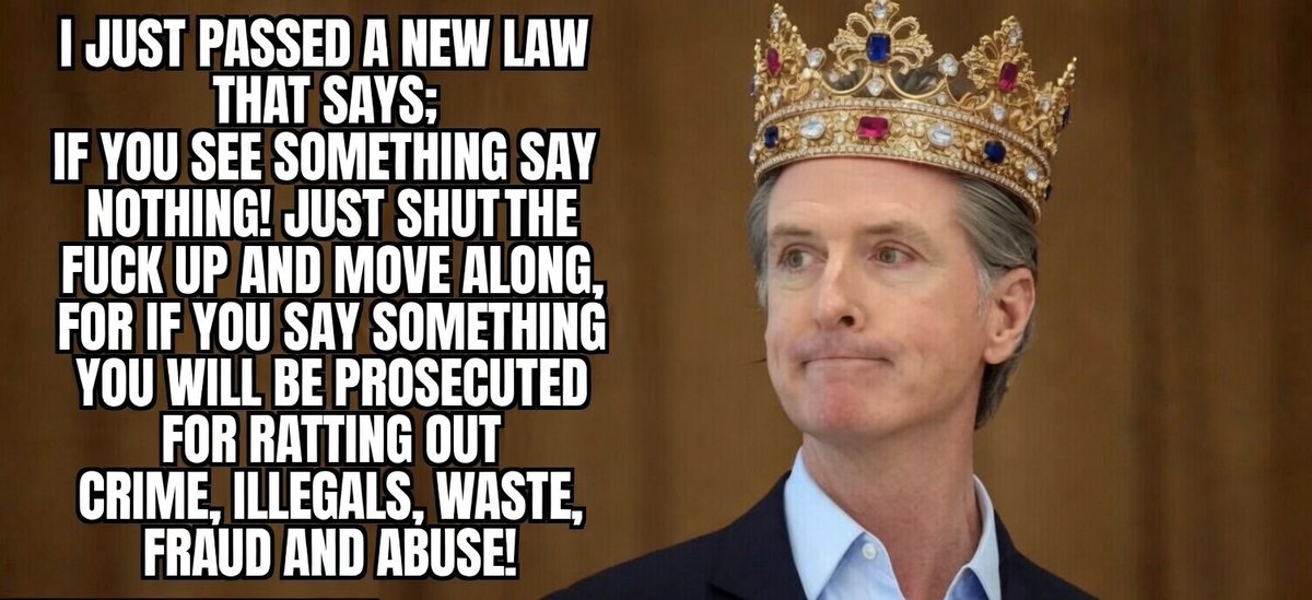 PhillipDenton's tweet photo. @RealJamesWoods King Newsom fix it! Now you can't report problems, illegals, corruption, lawfare, waste or fraud!! https://t.co/HhIbG7bZY3