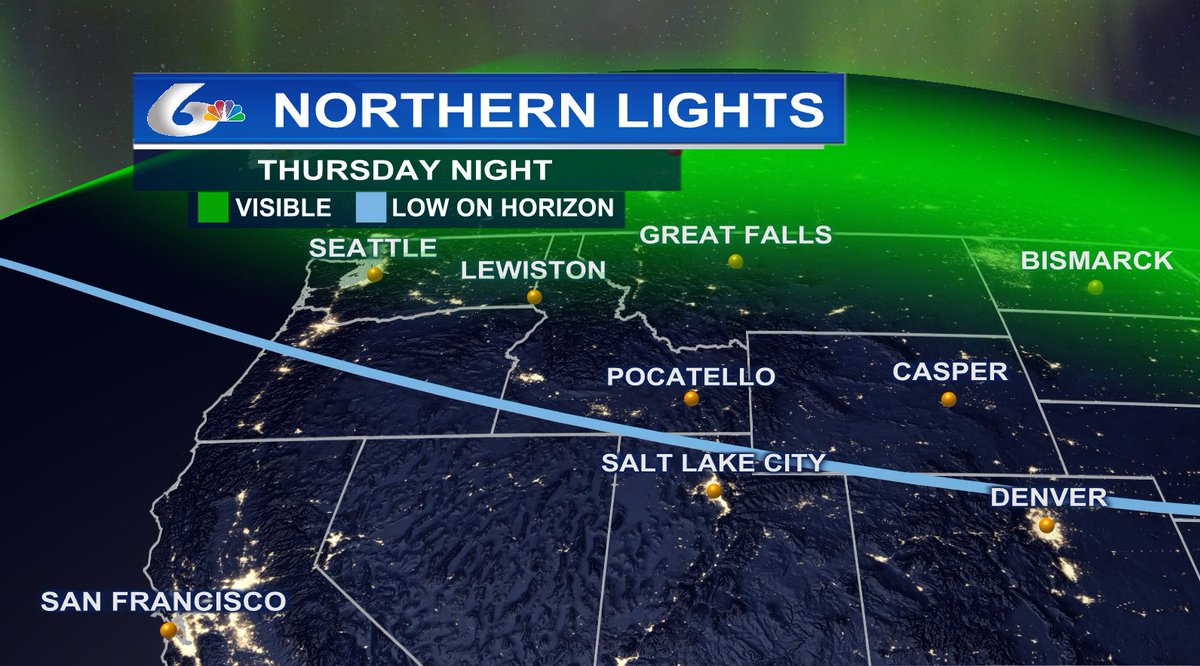 DougIWeatherGuy's tweet photo. HEADS UP: Three large solar flares have burst from the sun toward Earth this week. That will give E. Idaho &amp; W. Wyoming a chance at seeing the aurora borealis Thursday Night - Friday A.M.
#pocatello #idahofalls #Idaho https://t.co/QB2n56NQwN