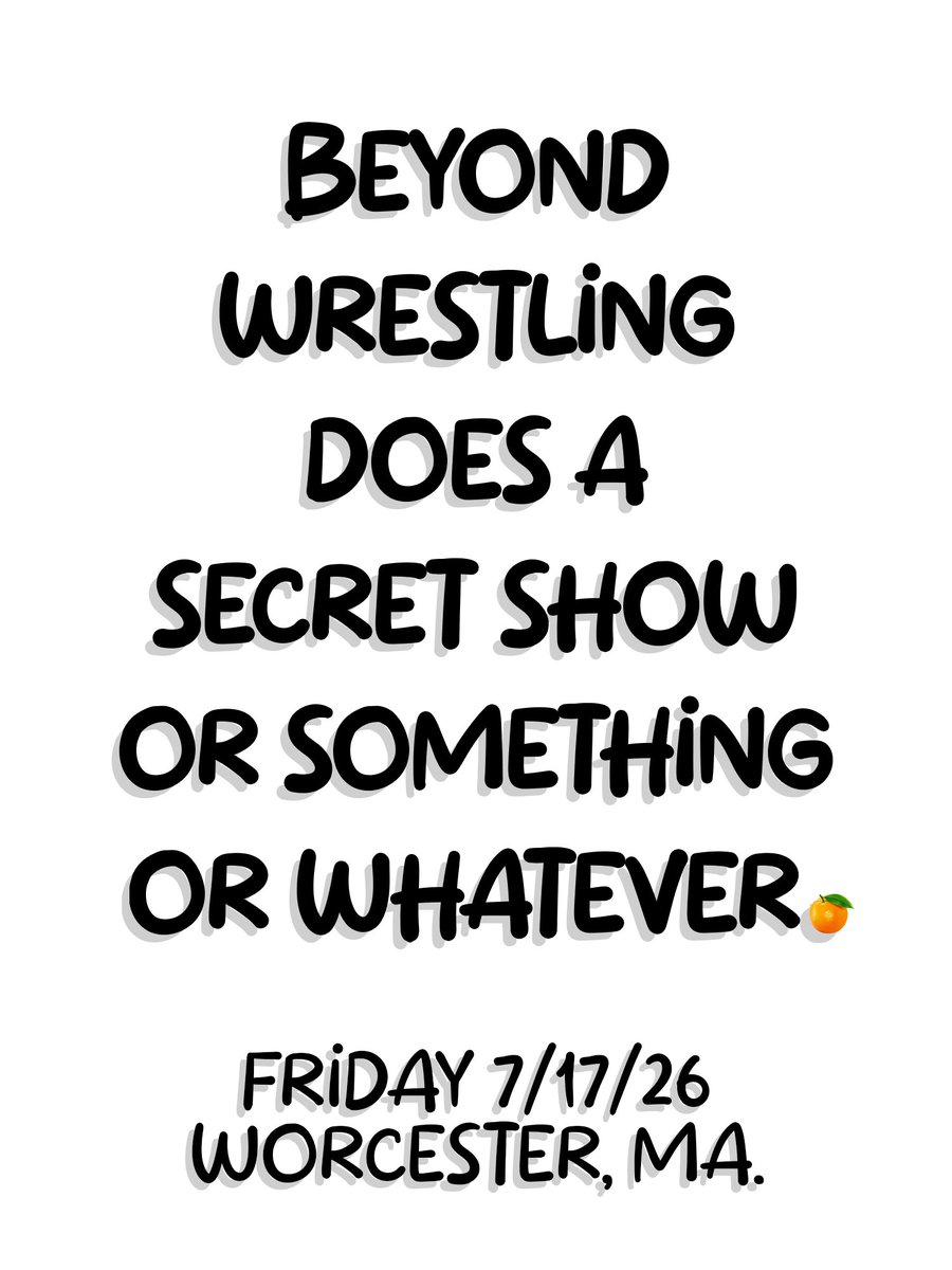 beyondwrestling's tweet photo. BREAKING: White Eagle in Worcester, MA hosts "Beyond Wrestling Does A Secret Show Or Something Or Whatever" on Friday, 7/17 featuring @orangecassidy!

Tickets go on sale next week at @ShopIWTV.

Stream LIVE on @indiewrestling!

https://t.co/FgyjtmN3NJ https://t.co/L2tZ08YbCH