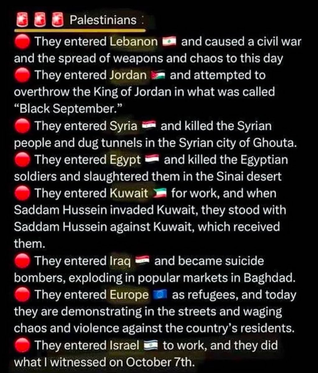 Mikeisunique71's tweet photo. @LilyFayed I wish all terrorist supporters of Hamas would wear this so we know exactly where we stand.

Arabs control 99.7% of the Middle East, a lot by colonization destroying other civilizations in the name of Allah. 

From the river to the sea means the annihilation of Israel and Jews https://t.co/RoqFGokyWp