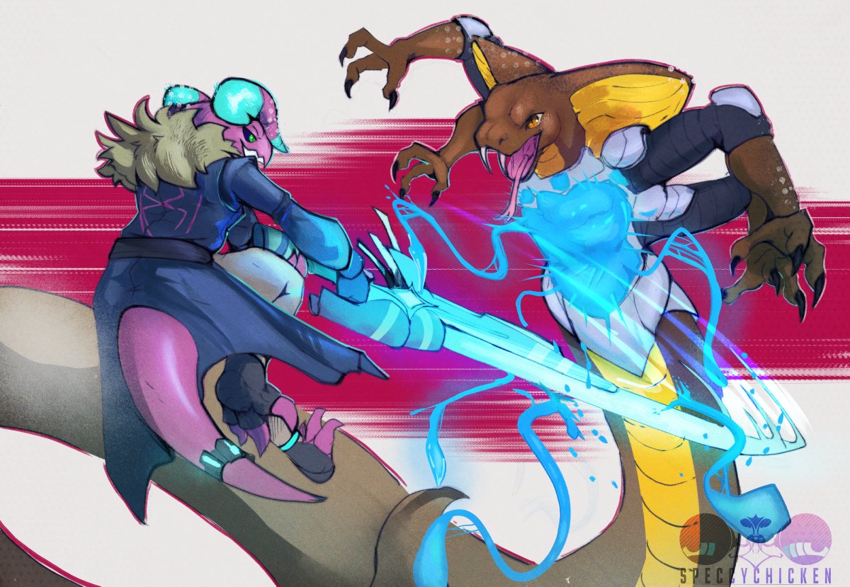 SpeccyChicken's tweet photo. Sparring, for vulxywal https://t.co/MqVH0MYziV