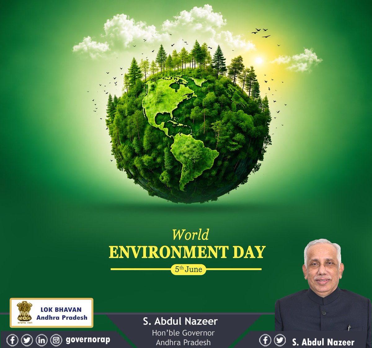 governorap's tweet photo. On World Environment Day, Sri S. Abdul Nazeer said that environmental conservation and sustainable living are vital for the well-being of present and future generations. 
#WorldEnvironmentDay https://t.co/w8aptwRW8Q