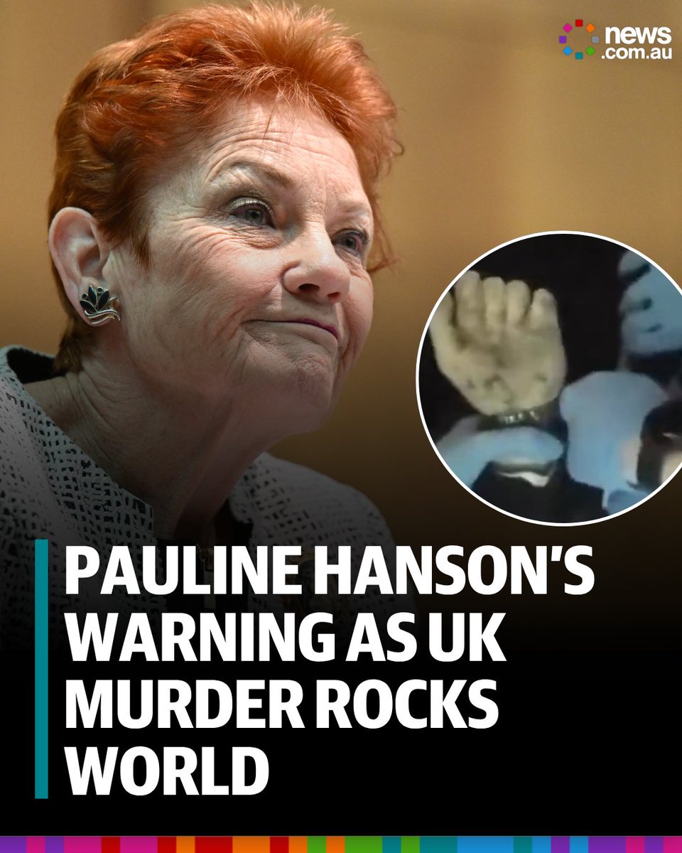 newscomauHQ's tweet photo. Pauline Hanson says Australia risks becoming a “two-tier culture like Britain’s” after the horrific murder of 18-year-old student Henry Nowak. FULL STORY: https://t.co/PzT4IyPWaI https://t.co/mBATf4vJR8