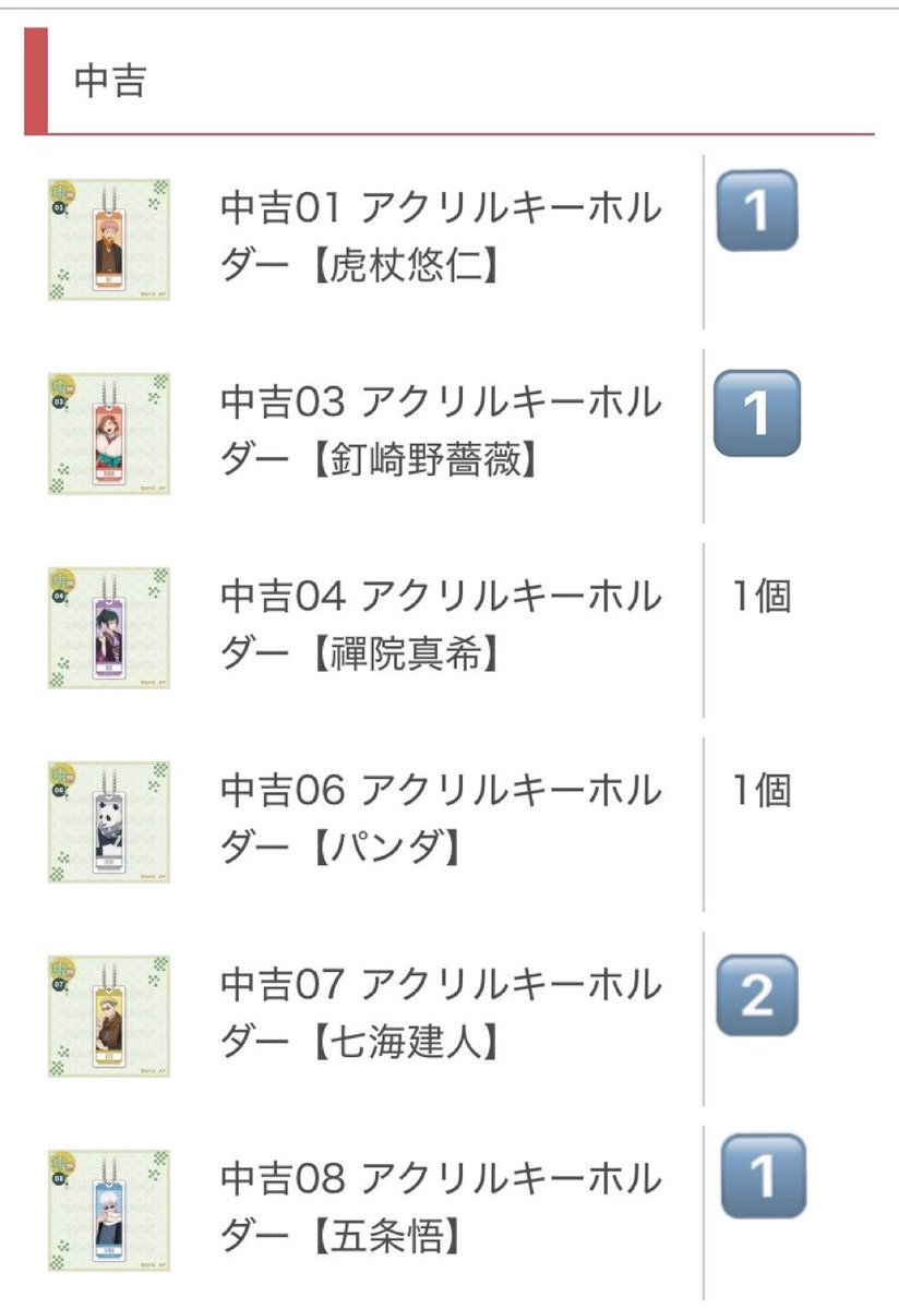 pure_lunacy13's tweet photo. 【交換・譲渡】呪術廻戦 まるくじ 
和装すたいる 復刻版

譲：吉 真希、狗巻、七海
　　中吉 虎杖、釘崎、真希、パンダ、七海
　　　　五条
　　小吉 真希、狗巻、パンダ、七海

求：吉 虎杖、伏黒
　　中吉 伏黒
       定価＋送料

大阪手渡し、郵送
吉伏黒を優先で求めてます。
宜しくお願いします https://t.co/CYdag91Jyq