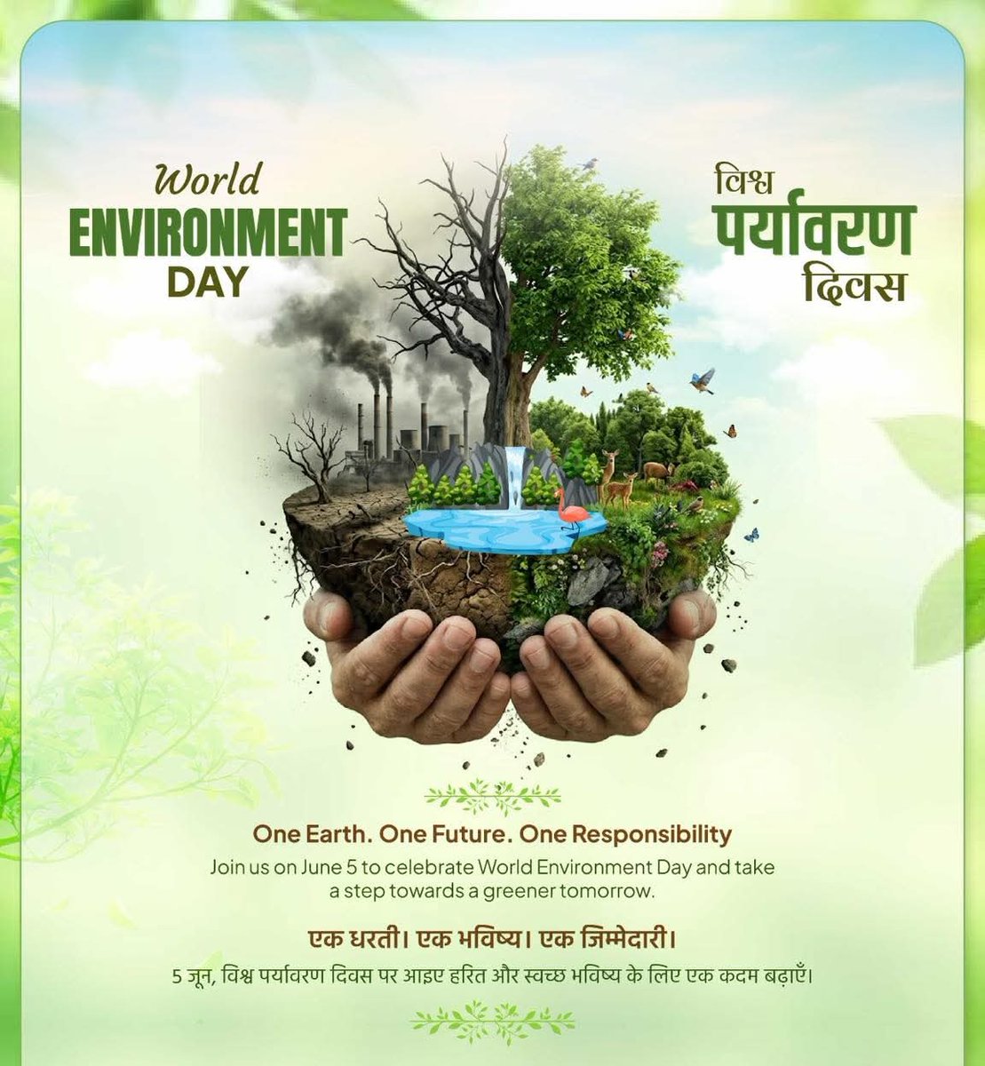 GhssHm's tweet photo. पर्यावरण संरक्षण सिर्फ हमारा कर्तव्य ही नहीं, बल्कि आज के समय की मांग है।

पेड़ लगायें, पर्यावरण बचायें ! 

#विश्व_पर्यावरण_दिवस के अवसर पर आ��ए हम सभी एक साथ मिलकर पृथ्वी को हरा-भरा बनाने का प्रण लें और अपने आसपास के वातावरण को स्वच्छ बनाएं।
@bsi_moefcc 
@moefcc https://t.co/KhB397iKGf