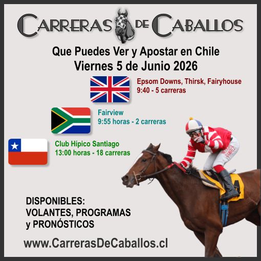 carreras_cl's tweet photo. Viernes 5-Junio: Volantes, Programas y Pronósticos para las Carreras de Reino Unido, Sudafrica y Chile (Club Hípico Santiago) https://t.co/9MY69cMtz3 #CarrerasDeCaballos #VolanteCarreras #ProgramaCarreras #PronósticosHípicos #OpcionesHipicas #Hípica #Turf #Hipismo #Simulcasting https://t.co/GYn9yH9bwN