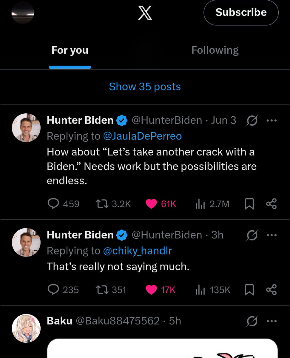 SlimeDetective's tweet photo. Hunter biden's replies are so good they're just showing upnon my for you page unprompted https://t.co/PUbFgNKQ0G