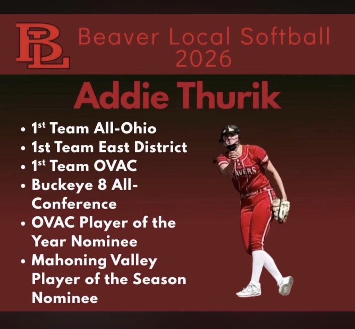 addiethurik5's tweet photo. I’d like to thank my team, coaches, family and friends who supported me and Beaver Local softball this season. I couldn’t have accomplished nor earned these honors without the support of everyone.  
@TEPremierHammer @OilerPride22 @erin_gabes11 @CoastalSoftball @JMUSoftball @ecu__softball @CoachWelsh_WLU @YSUSoftball @RMUSoftball @OhioBobcatSB @CoastRecruitsSB @LineDsoftball @TopPreps @D1Softball @DfwSho @d1fastpitch1