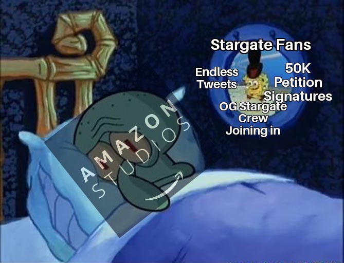 Jack2LOneill's tweet photo. It's almost Stargate cancelation Day 3 @AmazonMGMStudio and trust me, the pressure isn't going to let up ANY TIME SOON https://t.co/azCo9x0b0I