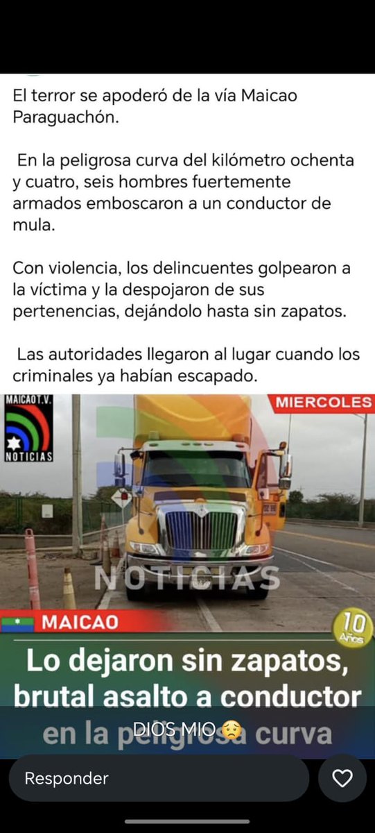 ACC_camioneros's tweet photo. Uds CREE q es justo vivir 4 AÑOS MÁS d esto?  
😡 VIDEO: BANDAS ATACAN CAMIONEROS Y TURISTAS, parecen dueños de la VÍA?

Salir d CASA, Sin saber
Si vas a regresar!!!

@AnalistaClara @ancimaldonado @jcpt06 @JotaPeHernandez @PalomaValenciaL @PITERALBEIRO @PizarroMariaJo @PedroSanchezCol @PaolaHolguin @ColombiaOscura @Oficial_ATC @REPORTEROSLinea @DanielSamperO @Las2Orillas @ONU_es @InesBetancur1 @JorgeDiezCGT @UltimaHoraCR @USEmbassyBogota @AsambleaNtrans @renacercamion @Melquisedec70 @Melquisedec70 @DAVEYRO1 @JERobledo @PizarroMariaJo @realDonaldTrump @JuanLozano_R @ABDELAESPRIELLA @DefencargaCo @lcvelez @LafaurieCabal @MariaFdaCabal