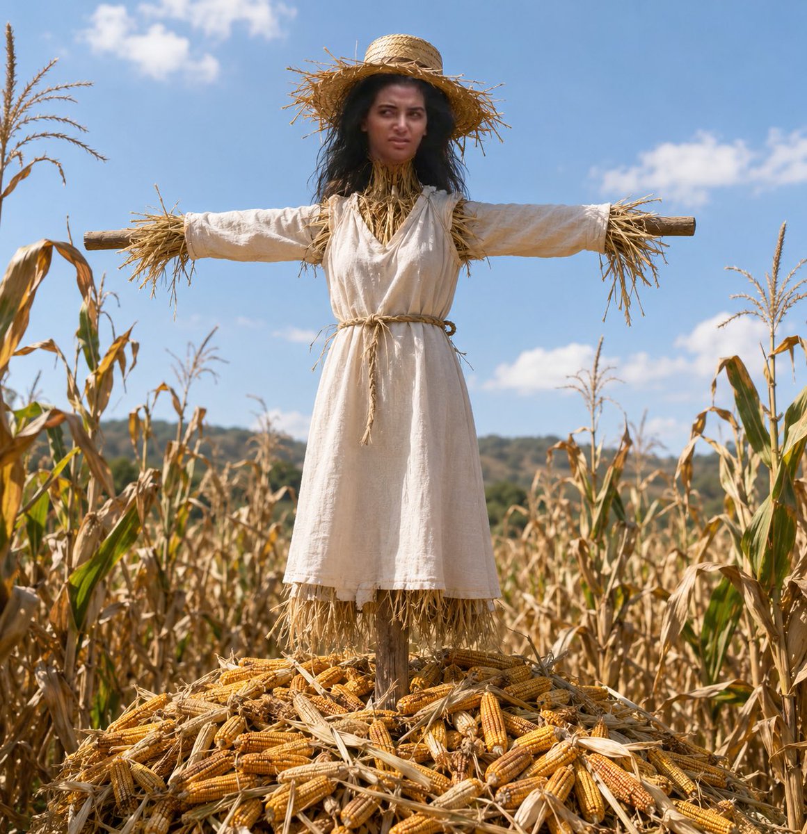 dianis1388's tweet photo. Celimocos encontró por fin su verdadera vocación: espantapájaros oficial del maizal. 🌽🤣🤭

#LCDLF6 
#MissMoco https://t.co/qIm1tFbb0G