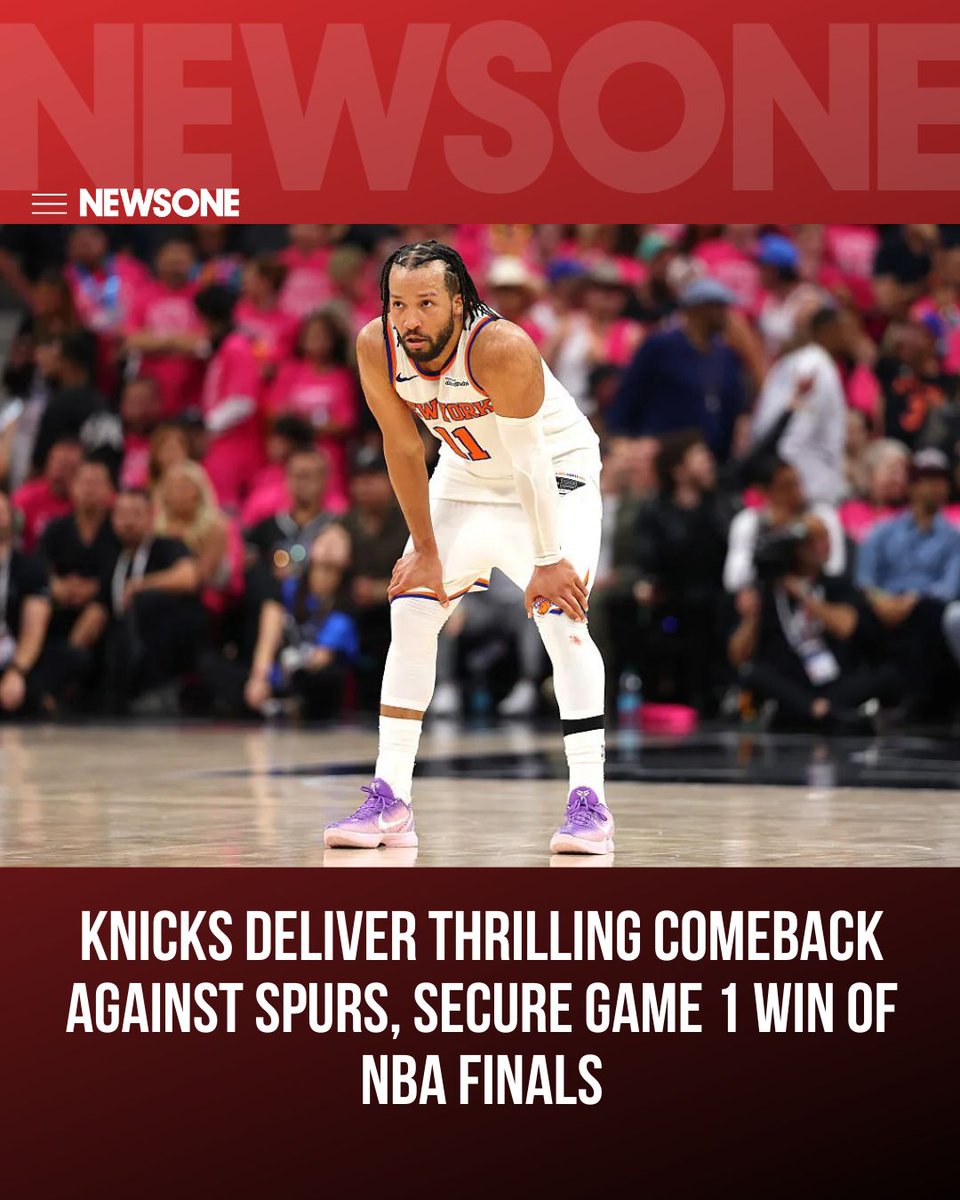 newsone's tweet photo. Jalen Brunson overcame an early knee scare to score 30 points in a thriller Game 1 of the NBA Finals against the San Antonio Spurs.

More on #NewsOne.com —> https://t.co/HULtcS7I7o
📸: Getty https://t.co/RuzObbGO0z