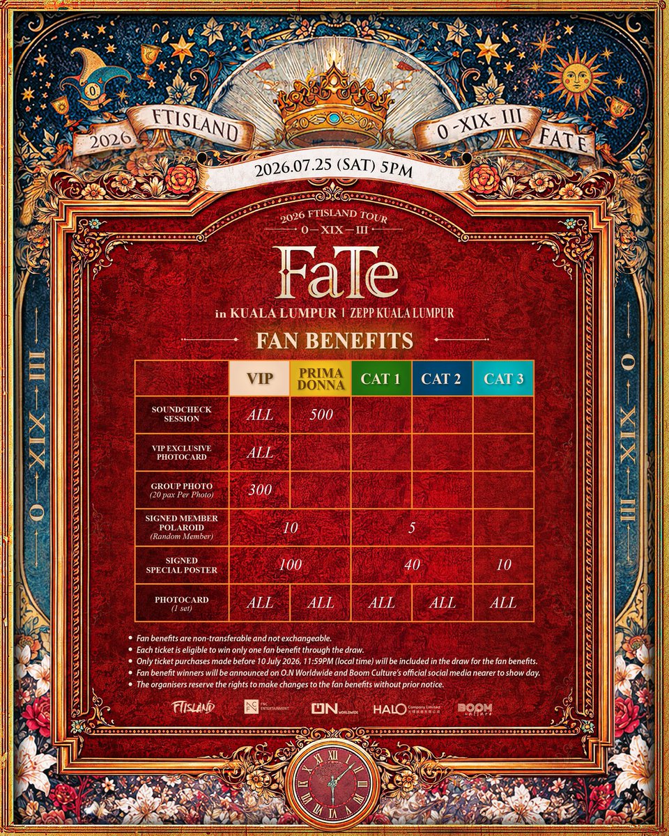 myftisland's tweet photo. D-DAY MY PRI !
Get ready

Tix on sale: 5 JUNE 2026 (FRI) 12:00 PM (Local Time)

2026 FTISLAND TOUR 0 –XIX–III‘FaTe’in KUALA LUMPUR
Date: 25 July 2026 (SAT) 5:00 PM 
Venue: ZEPP KL
🎫 Ticketing Site: https://t.co/Izsm2URUqF

#FTISLAND #FaTeinKL #MYPRI #ONworldwide #BoomCulture https://t.co/MjBX57DDBa