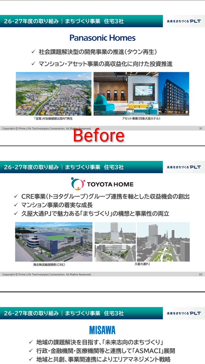 sumizuminchu's tweet photo. 【悲報】プライムライフテクノロジーズの事業概況及び経営計画のPDFファイルが差し替えられ、久屋大通PJのパースが消える https://t.co/ITjsdTl1OP