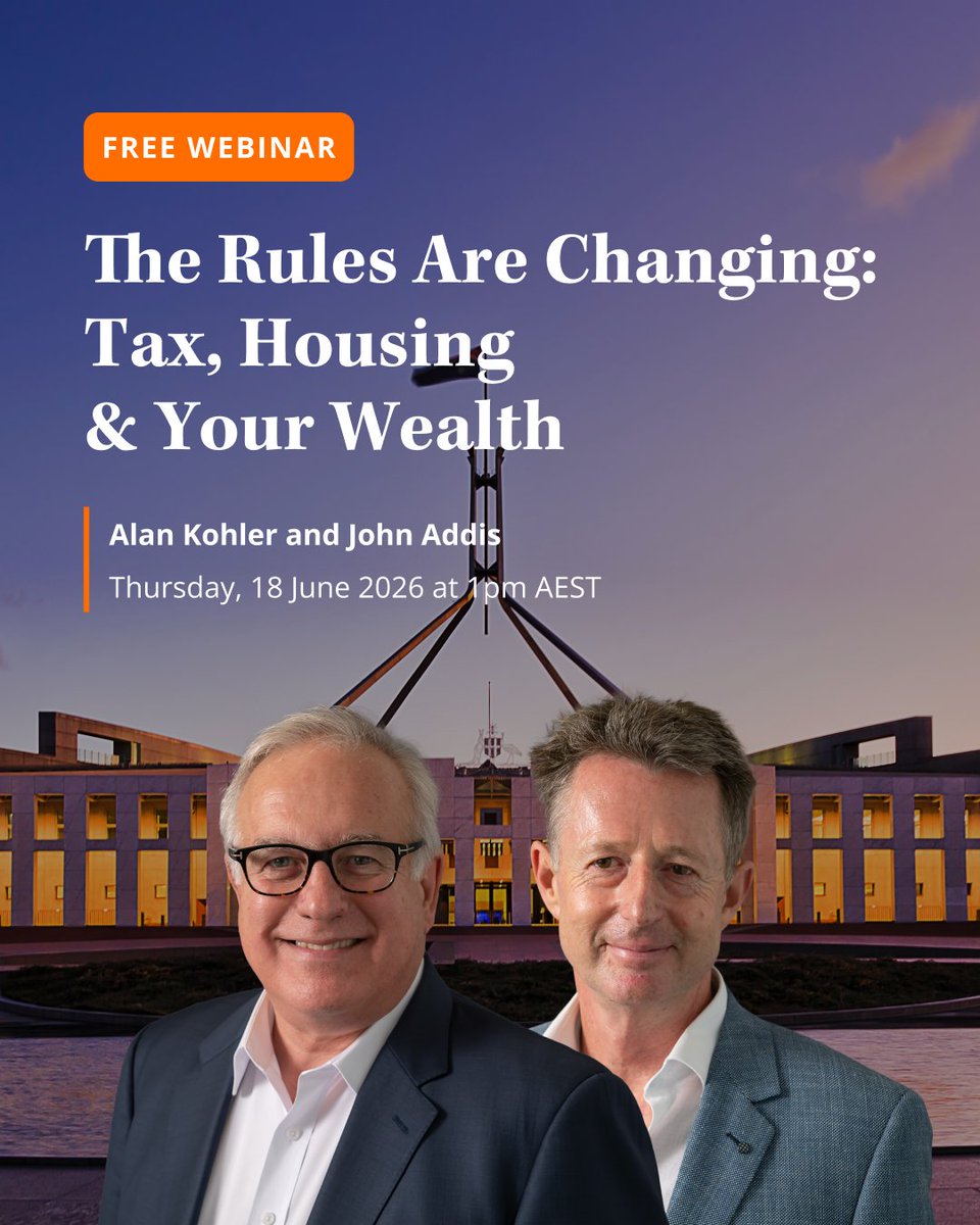 value_investing's tweet photo. 🏠📈 The wealth formula may be changing.  
 
Property investing and tax settings have played a major role in how many Australians build wealth. With potential changes on the horizon, investors may need to think carefully about how they position their portfolios for the years ahead.  

Join Alan Kohler and Intelligent Investor founder John Addis for a live webinar exploring the potential impact on property, shares, ETFs and long-term wealth planning.  

📅 Thursday 18 June  

🕐 1pm AEST  

Register now: https://t.co/JgRjujJlvS 

This information is general financial product advice only and has not taken into account your objectives, financial situation or needs. Consider whether this advice is right for you. You should consider the relevant Product Disclosure Statement (PDS), Financial Services Guide (FSG), Target Market Determination (TMD) or seek professional advice before making any investment decision. The PDS for financial products offered through InvestSMART can be downloaded from this website or obtained by contacting 1300 880 160.