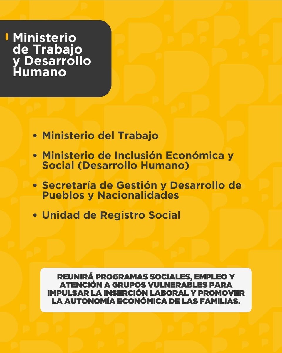 laPostaCue's tweet photo. ¡Así queda la nueva estructura del Estado! 🇪🇨 El Gobierno fusionará varias carteras y reducirá de 14 a 10 los ministerios. La medida busca eliminar duplicidades, simplificar trámites, ahorrar recursos y acelerar la digitalización de los servicios públicos en Ecuador. https://t.co/sMMzHIcqET