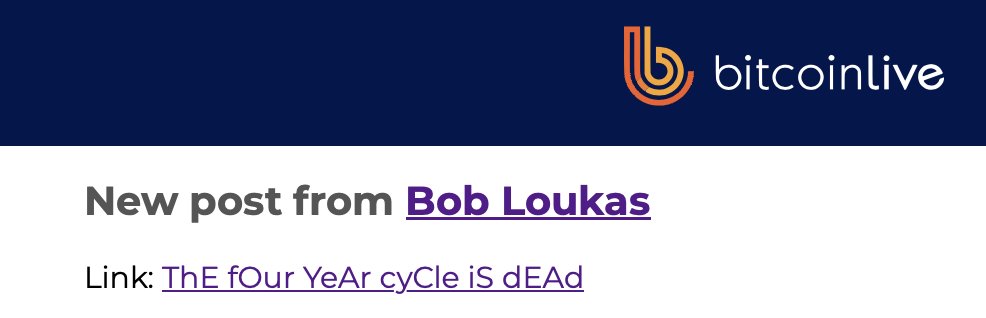 bitcointarget's tweet photo. ThE fOur YeAr cyCle iS dEAd
Bob taking a (well deserved) victory lap lol https://t.co/kgqiaD3cfJ