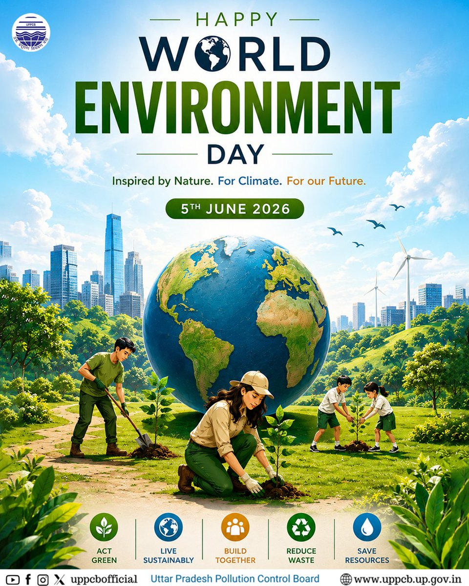 uppcbofficial's tweet photo. Inspired by Nature, United for Climate and Committed for Our Future. 

This #WorldEnvironmentDay let's stand together! 

Happy World Environment Day 2026. https://t.co/wSy5JHLXGK