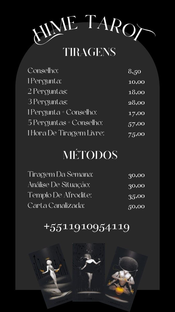 TarotYeager's tweet photo. 𝓜𝑒𝑠𝑎 𝓐𝑏𝑒𝑟𝑡𝑎 🌒 ⟡ 🖤 ₊˚⊹ ┈─⟡₊˚⊹♡

⤷𝓟egando o combo de 5 𝓟erguntas, ou qualquer 𝓜étodo, ganha 1 pergunta 𝓖ratuita!  🂱

⤷𝓐tendimento imediato no meu 𝓦hatsapp! ♡︎
ㅤㅤㅤㅤㅤㅤㅤㅤㅤhttps://t.co/10JQqhip6i

ㅤㅤㅤㅤㅤㅤㅤㅤㅤㅤㅤㅤ⟡ 🦢 ₊˚⊹ ┈─⟡₊˚⊹♡