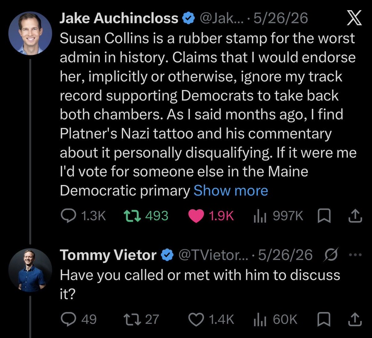 JebFain's tweet photo. This really was an astounding way to respond to a Jewish Democratic Congressman rightly calling a Nazi tattoo, “disqualifying.” https://t.co/hPEuSx2q8J