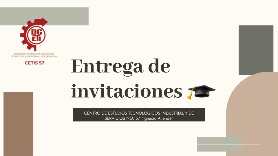 CETIs57's tweet photo. 📢 ¡Atención, futuros graduados! Ya está todo listo para la entrega de sus invitaciones para la ceremonia. 🎓✨

📍 Revisen con atención la presentación adjunta para conocer las fechas, horarios y el lugar exacto donde estaremos entregándolas. 👇
🔗https://t.co/ecxniu6jkR https://t.co/WLB5Z5Uau1