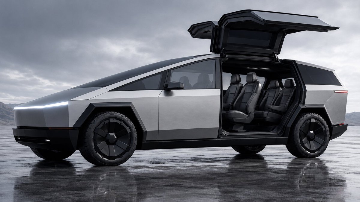NYUncleCOM's tweet photo. @elonmusk Hi Elon, for the highly anticipated CyberSUV, would Model X–style Falcon Wing rear doors be a better solution than trying to fit three separate side doors? With limited space around the rear wheels, a large folding rear opening could provide easier access for both second- and third-row passengers. And honestly, it would look way cooler!🤩🤩🤩 #CyberSUV #Cybertruck #ModelX #FalconWingDoors #Tesla #EVDesign @NYUncleCOM