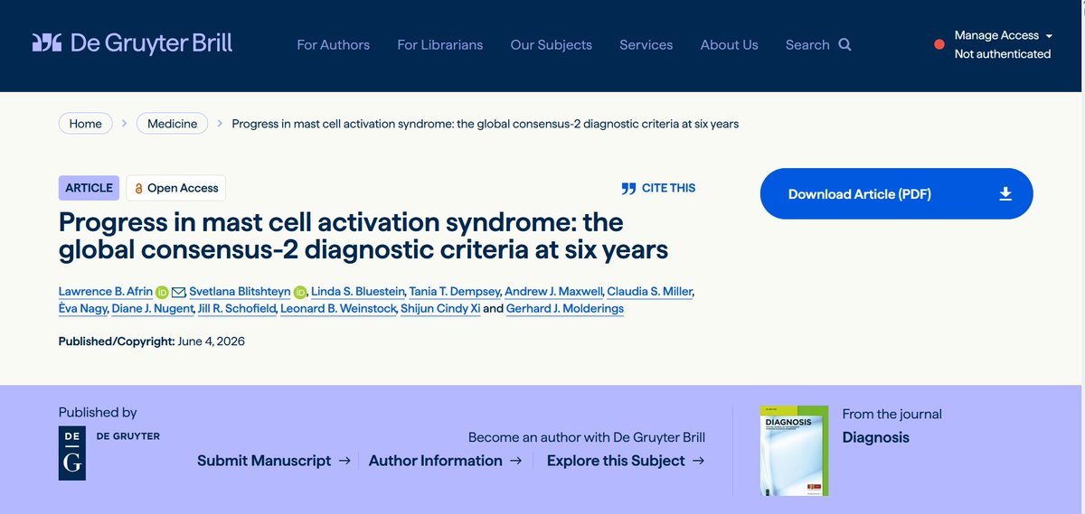 dysclinic's tweet photo. Glad to be a part of the consensus-2 diagnostic criteria for mast cell activation syndrome #MCAS and this new review. MCAS is comorbid with #dysautonomia and #EDS, and the most frequent comorbidity of MCAS is #POTS (from our prior study).
https://t.co/EAjk1fbNE6 https://t.co/tJtFxxfpJj