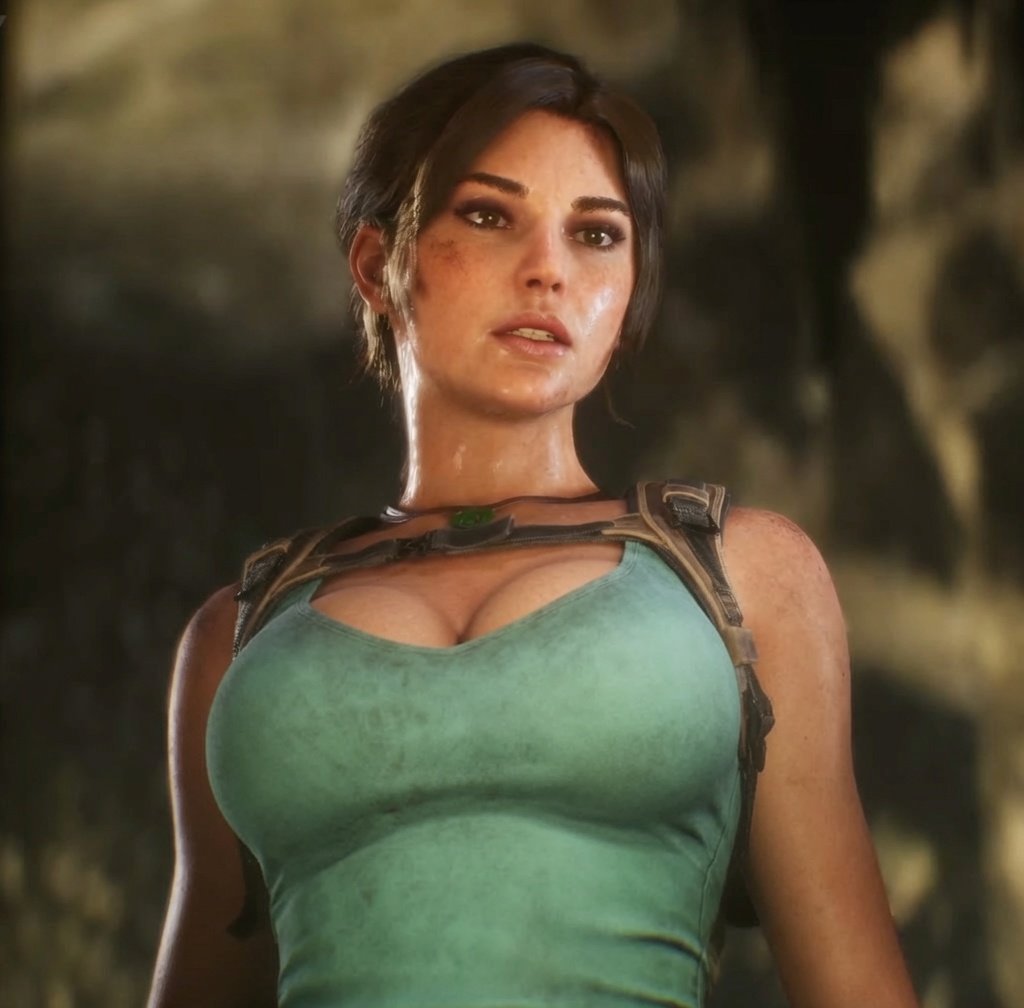 That1LewdDude's tweet photo. How Lara Croft's bust size should be to match her old ps1 model https://t.co/i4uavQ2xQs