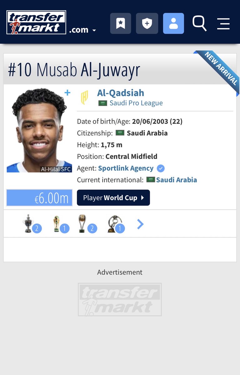 tr8359's tweet photo. @AldyhanyRashd_ مصعب الجوير وصل 6 ملايين يورو

ما شاء الله تبارك الله https://t.co/wFqBa4WK5y