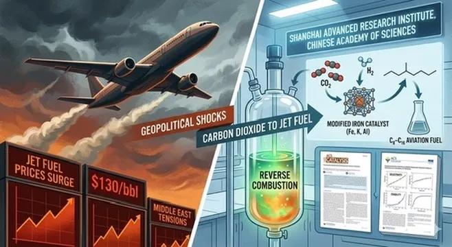 commiepommie's tweet photo. 🇨🇳 Scientists in Shanghai have developed an iron-based catalyst that converts captured CO₂ and green hydrogen into long-chain hydrocarbons suitable for jet fuel.

With oil sitting well above $100 a barrel and aviation fuel eating 20–40% of airline operating costs, the timing is not coincidental.

China already leads the world on green hydrogen production and electrolyser manufacturing, so the inputs are there.

This is about turning that industrial base into a domestic fuel supply for one of the hardest sectors to move off oil.

Worth reading in full here:
 https://t.co/O6EeO8RlrR

@baoshaoshan Great article!