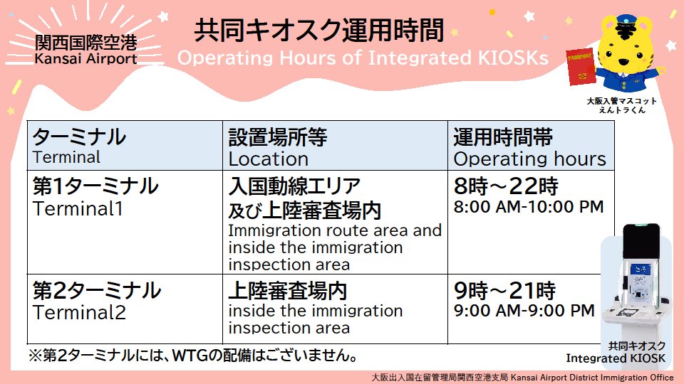 共同キオスク運用時間 Operating Hours of Integrated KIOSKs】（2026