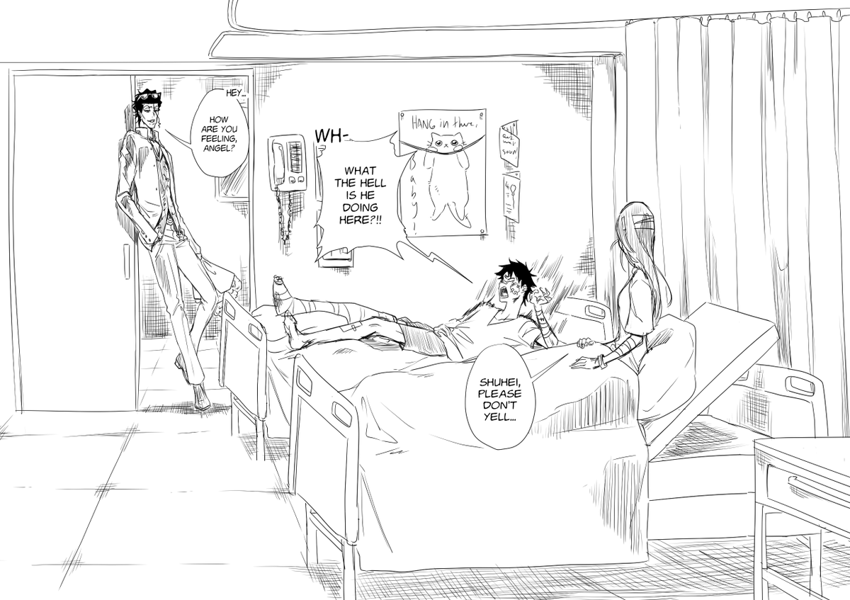 Art_Might's tweet photo. Shuhei, a very close friend of Morri's since childhood, doesnt know Askin is the one who brought her to the hospital

Askin calls Morri Angel since shes not affiliated with the gangs, gets perfect grades, is top of the class.
shes not a fan... for now
#bleachoc https://t.co/p6hEiGd4RX