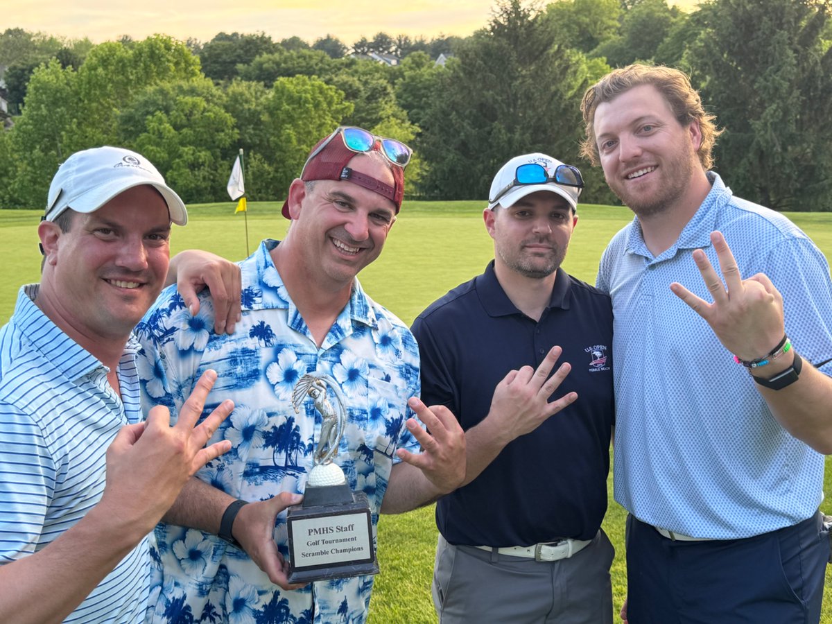 SoarComets's tweet photo. At what point do we start talking about putting a statue out front the school for these guys? Yet another Penn Manor staff golf title to Team Urban-Scheuing-Rayha-Davidson. The reign of terror continues ☄️⛳️🏆🏆🏆 https://t.co/U4TlnLtfrx