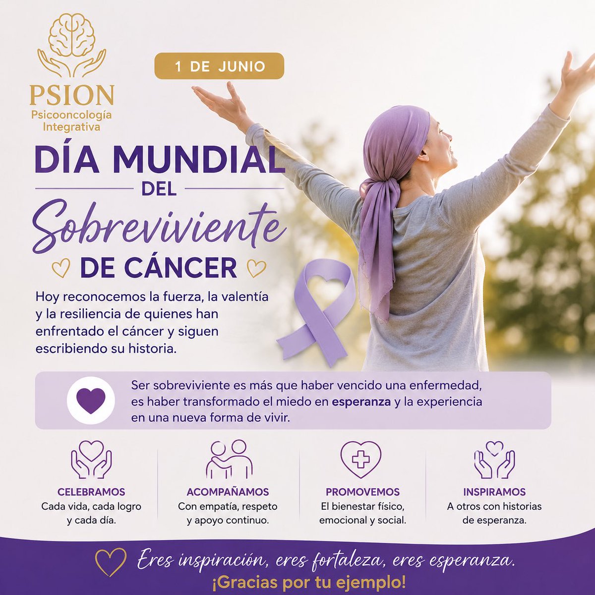 PsionOnco's tweet photo. El 1 de junio se conmemoró el Día Mundial del Sobreviviente de Cáncer, una fecha para reconocer la fortaleza, resiliencia y esperanza de quienes continúan construyendo su historia después del
#PSION  #SupervivenciaAlCancer #DiaMundialDelSobrevivienteDeCancer https://t.co/wCbCBSYoxr