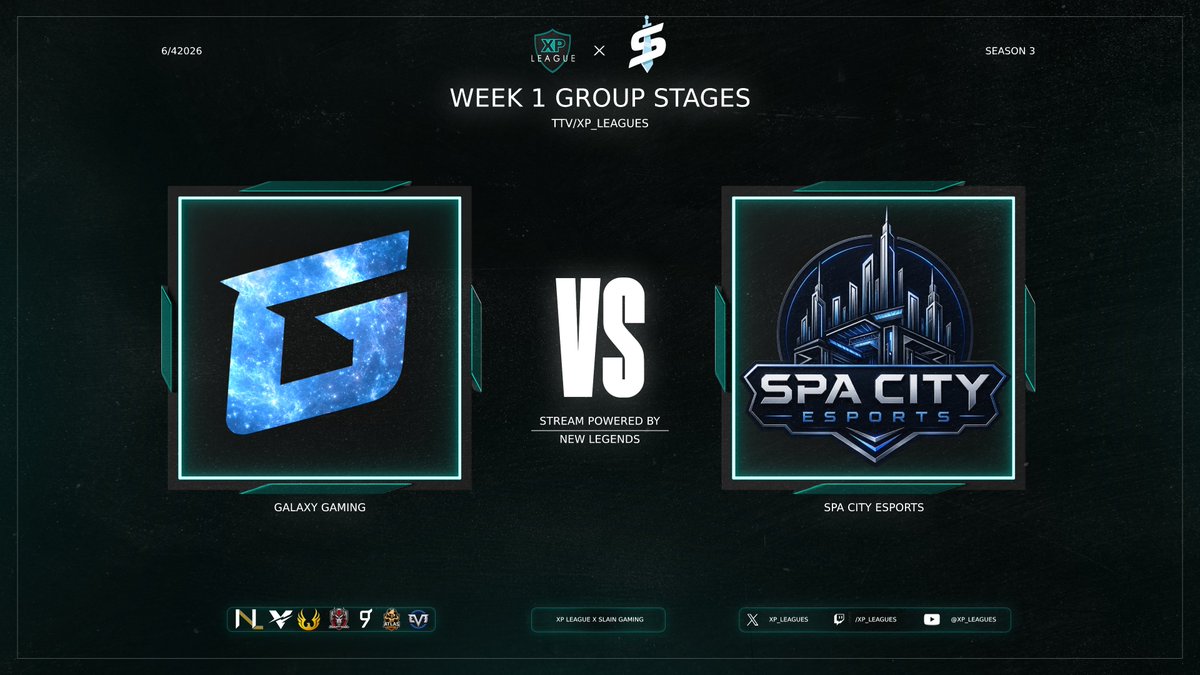 XP_Leagues's tweet photo. 🟣XP x @SlainGGs  Season 3 BO7 Week 1 🟣

Week 1 | Group Stage
@GalaxyGamingLLC  🆚 @SpaCityEsports 

⏰: 10:15PM EST
🎙: @ryn0hs 
🎥: @xCrunchify
📺: https://t.co/FEXVy36i78
🔋Stream Powered By @_NewLegends https://t.co/xEI3DVr9kB
