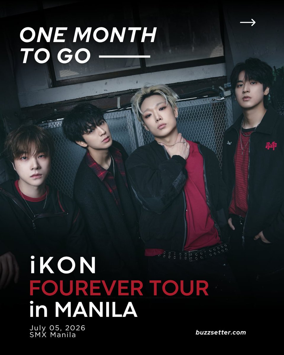 buzzsetter_'s tweet photo. Ready to say “long time no see” to iKON? 🔥

One month to go before iKON brings the party back to Manila for the iKON FOUREVER TOUR on July 5 at SMX Manila!

Get your tickets now via https://t.co/j1gz2FQ0Av

Presented by @banyakbagusent
#iKON_FOUREVER_TOUR
#iKONinManila
#아이콘 #アイコン #iKON