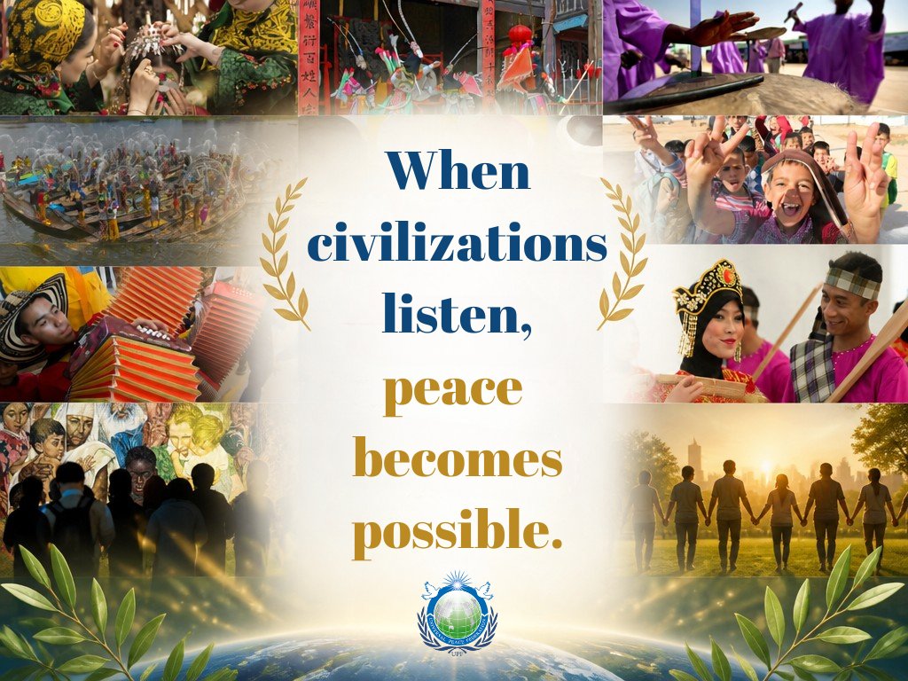 UPF_Intl's tweet photo. When civilizations listen, peace becomes possible.

On the International Day for Dialogue among Civilizations, UPF affirms that dialogue begins with respect, understanding, and recognition of our shared humanity.

Different cultures, traditions, and faiths carry unique gifts. Together, they can help build a more peaceful future.

#DialogueAmongCivilizations #CultureOfPeace #UPF #OneFamilyUnderGod #AmbassadorsForPeace