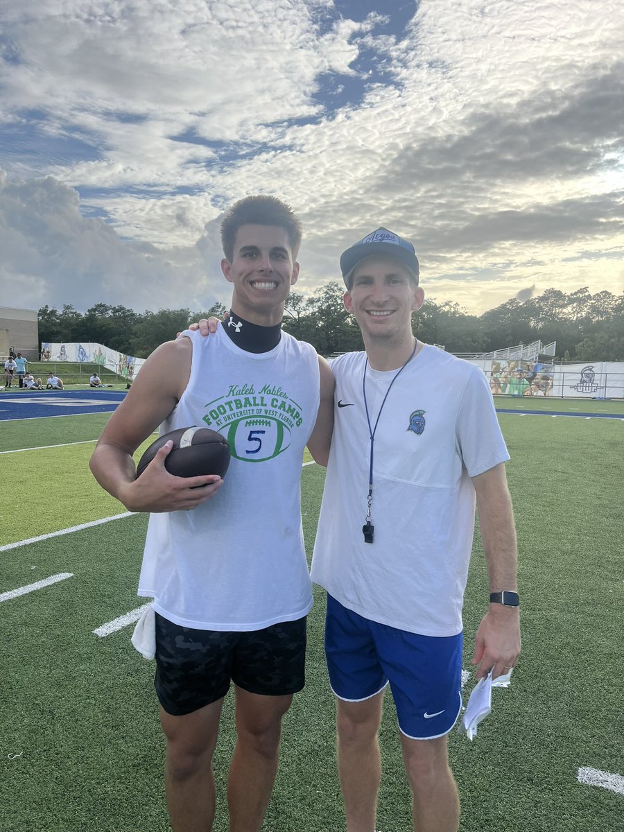guy_turner2's tweet photo. Great to be back @UWFFootball. Loved the competition and the energy. Can’t wait to be back for a game.  #arete @CoachKNobles @CoachLange24 @coach_dbaker @BJNFBALL @ClayClevenger @Z_Tibbs @NxgnCamps @VisionQb @QBREIGN @sixstarfootball https://t.co/PbnQ7xnePS