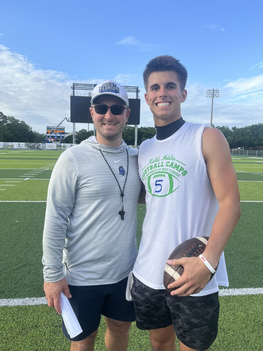 guy_turner2's tweet photo. Great to be back @UWFFootball. Loved the competition and the energy. Can’t wait to be back for a game.  #arete @CoachKNobles @CoachLange24 @coach_dbaker @BJNFBALL @ClayClevenger @Z_Tibbs @NxgnCamps @VisionQb @QBREIGN @sixstarfootball https://t.co/PbnQ7xnePS