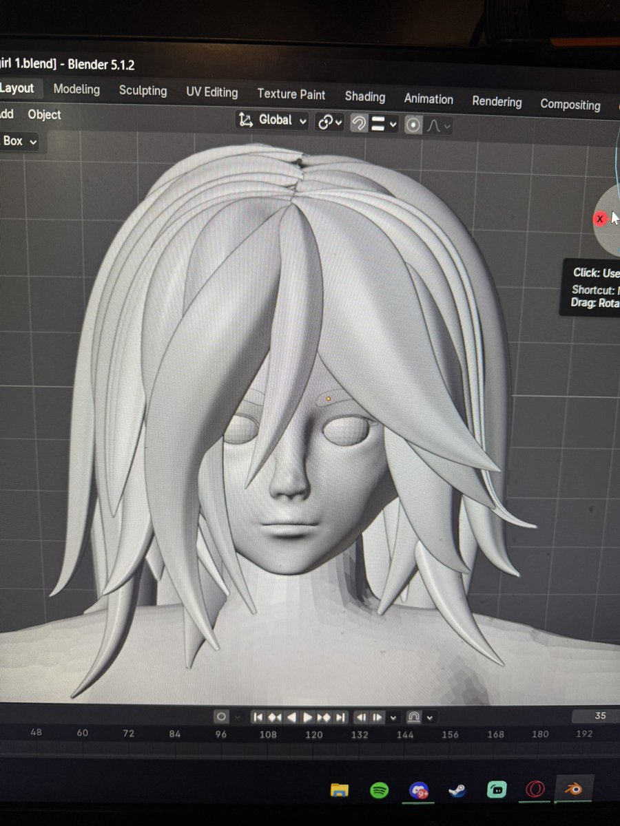 ChudaciousChip's tweet photo. Got more details on her done I think maybe the head is finish. Also jump scare in the reply’s #3d #blender #beginner3dartist #3dart https://t.co/CBMto7xVbm