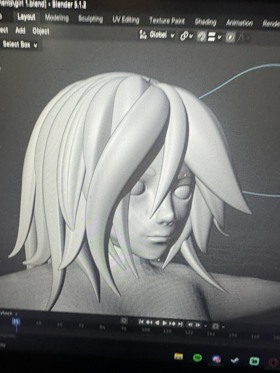 ChudaciousChip's tweet photo. Got more details on her done I think maybe the head is finish. Also jump scare in the reply’s #3d #blender #beginner3dartist #3dart https://t.co/CBMto7xVbm