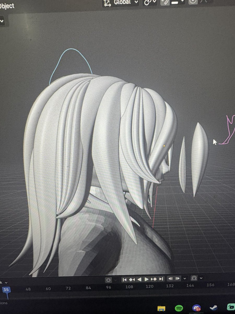 ChudaciousChip's tweet photo. Got more details on her done I think maybe the head is finish. Also jump scare in the reply’s #3d #blender #beginner3dartist #3dart https://t.co/CBMto7xVbm