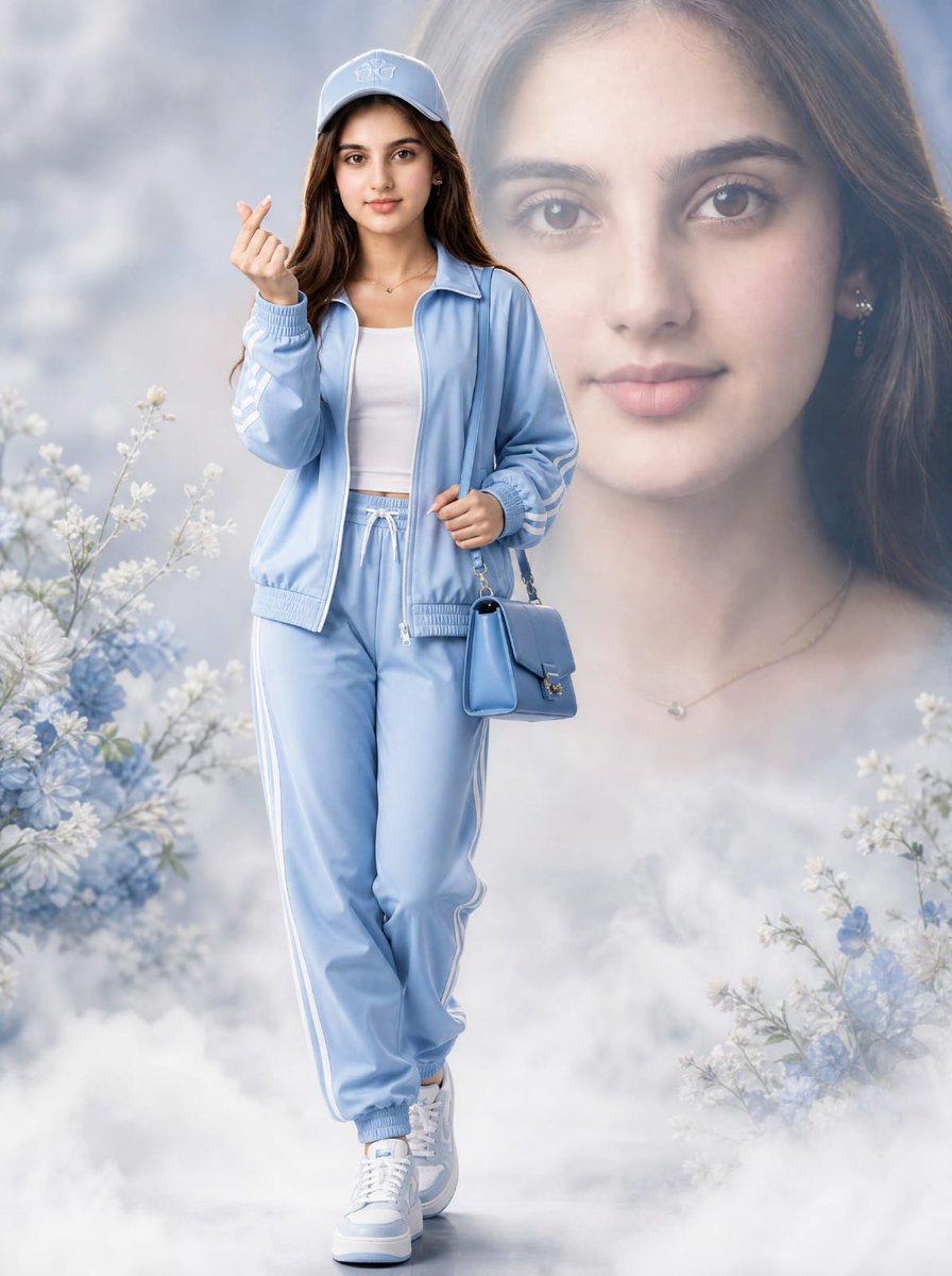 Light Blue Tracksuit Fashion Portrait