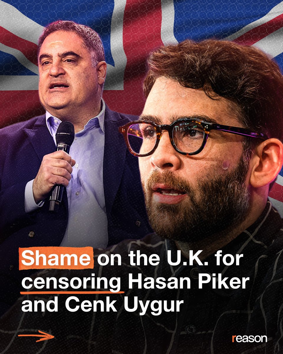 reason's tweet photo. The United Kingdom's interior ministry is prohibiting @hasanthehun and @cenkuygur from visiting the country to participate in an ideas festival. @robbysoave explains why this is abject censorship and ought to be condemned as such.

Read more: https://t.co/jxgIgohs20 https://t.co/StqNjRp58Z