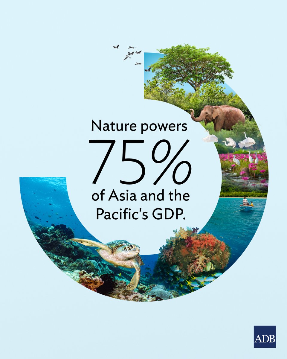 ADB_HQ's tweet photo. Nature generates an estimated $21 trillion a year. 

Protecting it isn't charity. It's economic strategy. 

This #WorldEnvironmentDay, see ADB's 10-year roadmap to fund nature solutions at scale: https://t.co/IOO8lsKCJ1 https://t.co/8dquYSz558