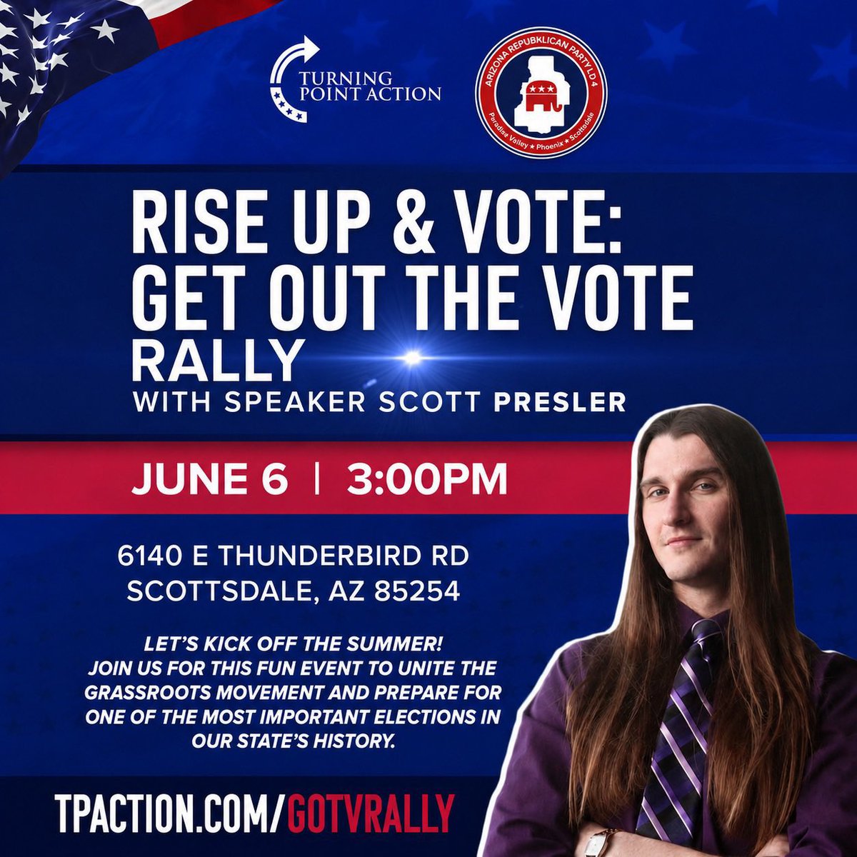 ScottPresler's tweet photo. I’m truly angry that our Republican Senate majority is incapable &amp;/or unwilling to pass the SAVE America Act. 

So, I’m going to turn my anger into organized action. 

See you this SATURDAY, Arizona! 

CC: @TPAction https://t.co/UGKBaae2aP