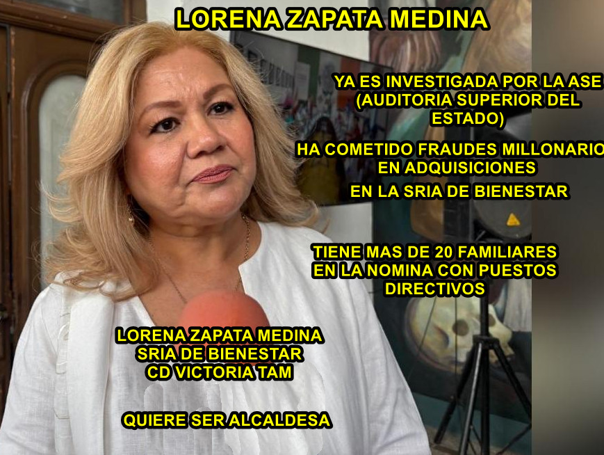 MennyValdz's tweet photo. Juar LORENA ZAPATA MEDINA sria de BIENESTAR del narcoalcalde de #cdvictoria Levanta la mano para ser alcaldesa del Mpio
Esta señora tiene a mas de 20 parientes metidos en la nomina y ha hecho fraudes con las compras de su secretarìa La "ASE" ya la investiga https://t.co/OEynsBuXvn